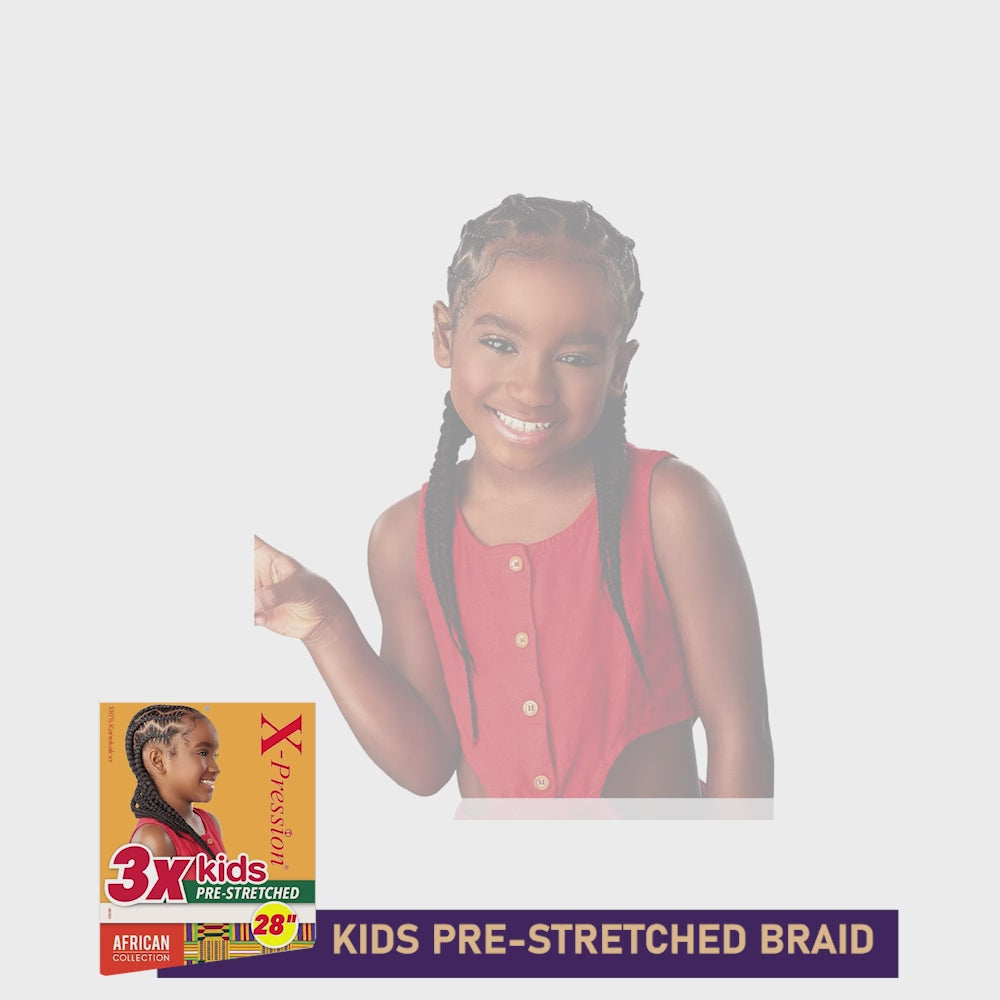 Sensationnel Braiding Sensationnel African Collection 3X X-PRESSION KIDS  PRE-STRETCHED BRAID 28″ (3-PACK, 1B)